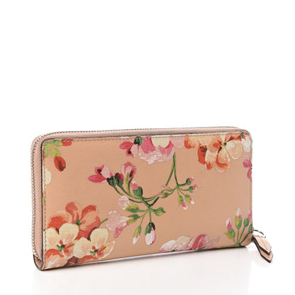 Gucci Shangai Calfskin Blooms Print Zip Around Wallet Pink Apricot Multicolor 2 of 10
