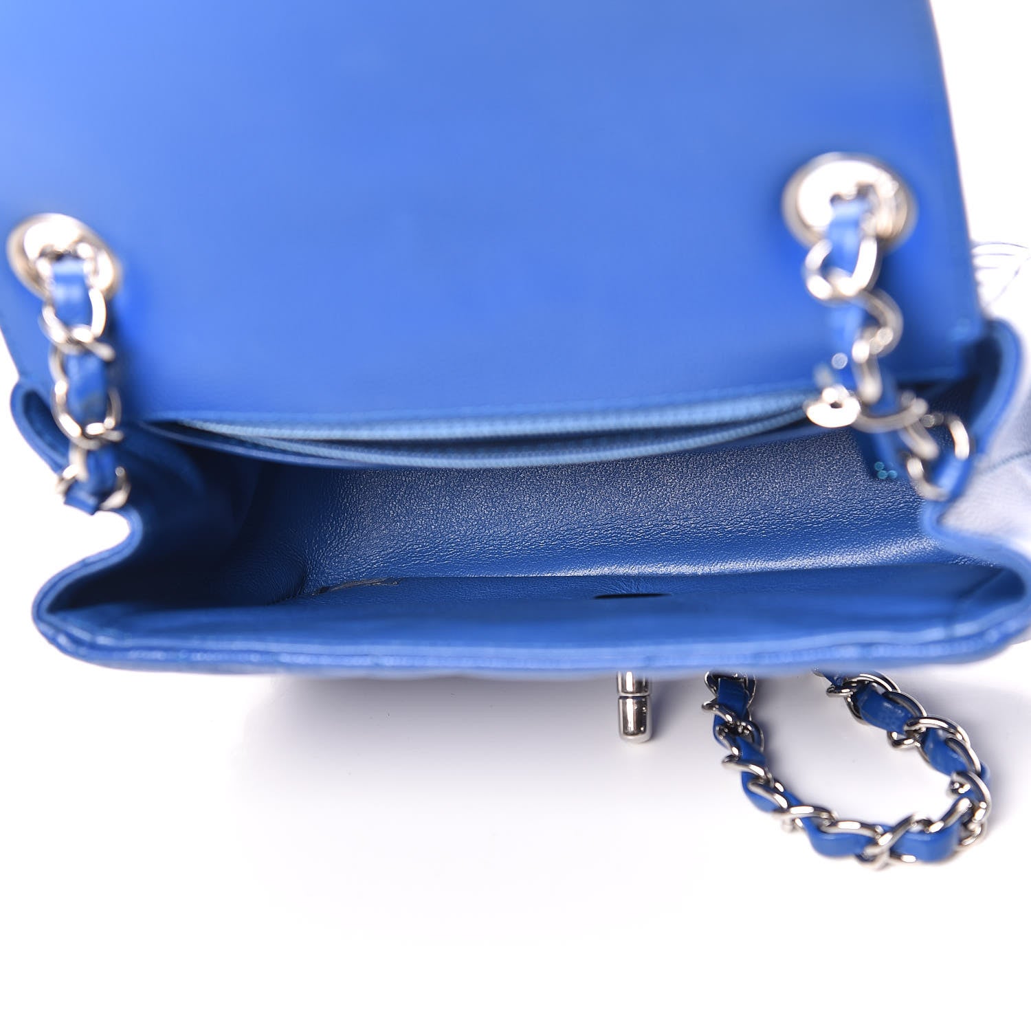 Chanel Caviar Chevron Quilted Mini Square Flap Blue 7 of 10