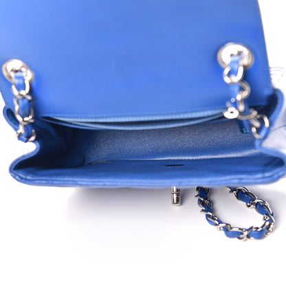 Chanel Caviar Chevron Quilted Mini Square Flap Blue 7 of 10