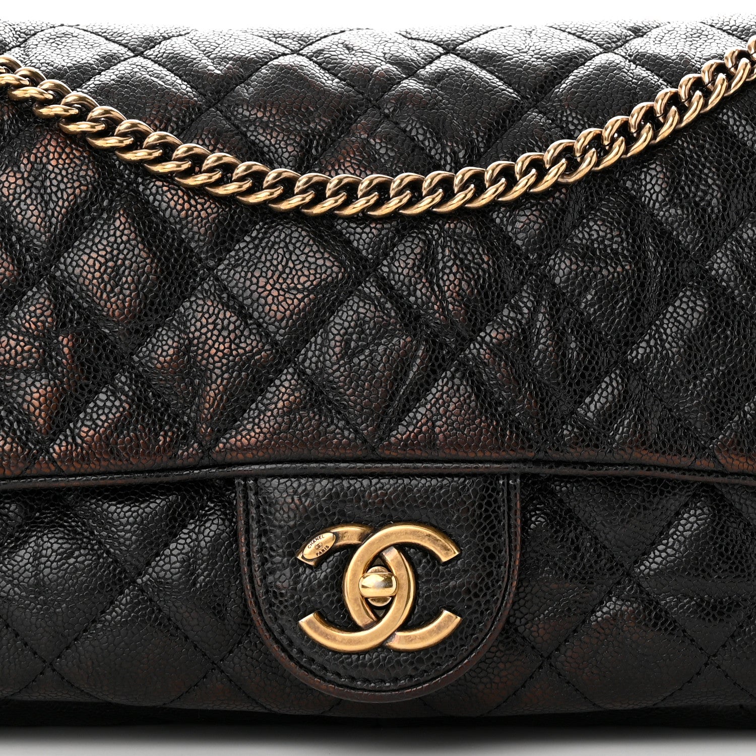 Chanel Crumpled Grained Calfskin Quilted Large Shiva Flap Black 8 of 13