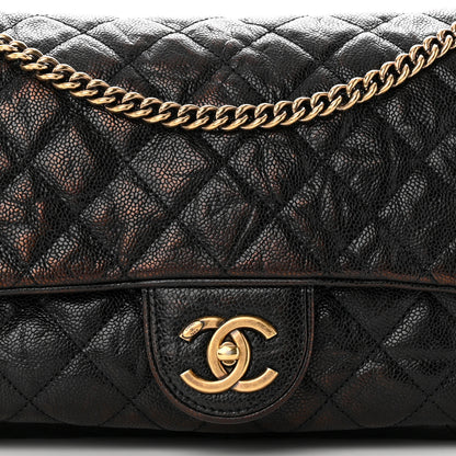 Chanel Crumpled Grained Calfskin Quilted Large Shiva Flap Black 8 of 13