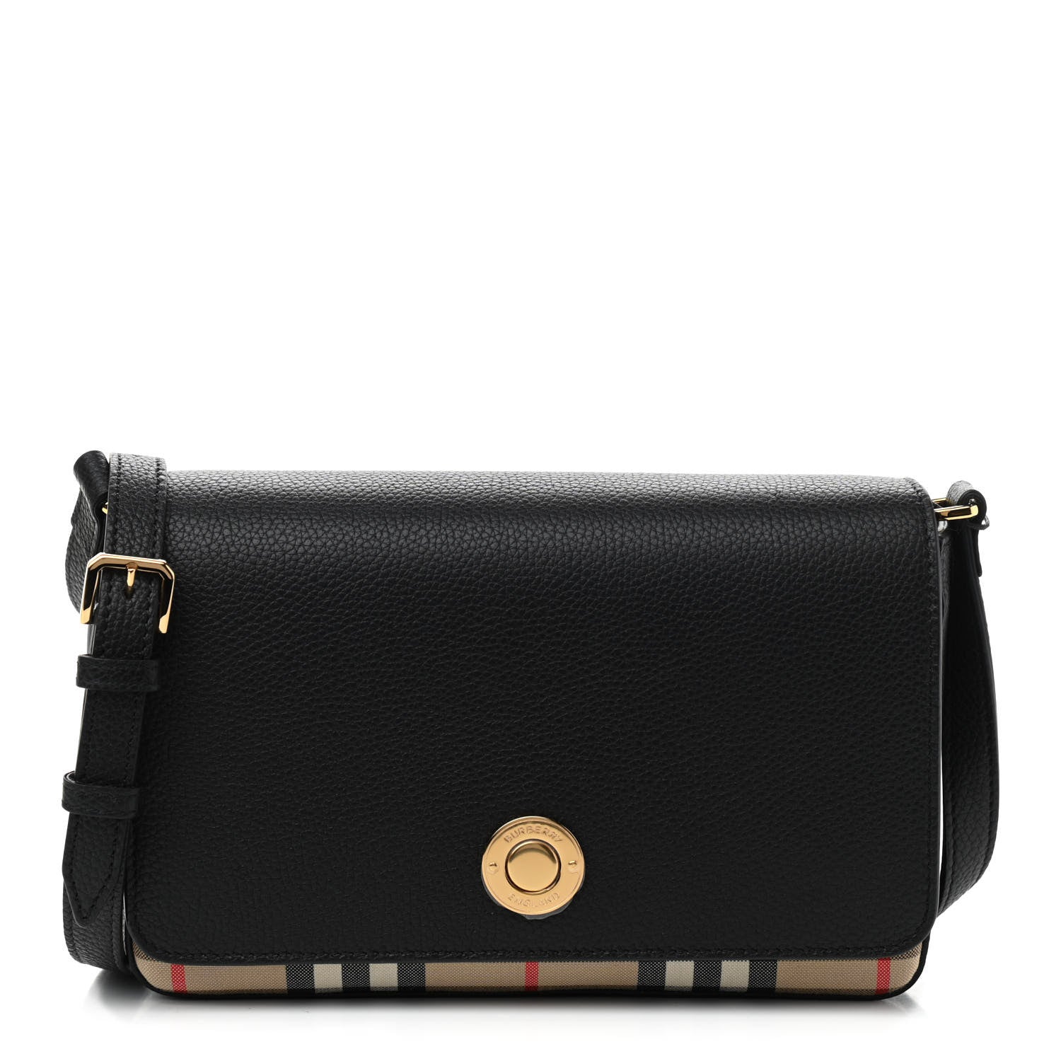 Burberry Grainy Calfskin Vintage Check Hampshire Crossbody Black 1 of 10