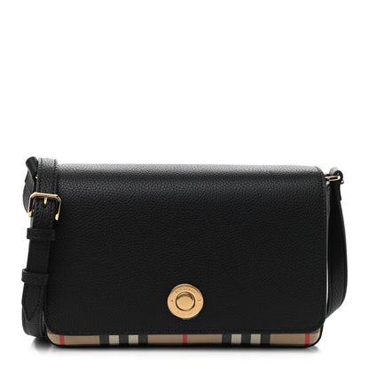 Burberry Grainy Calfskin Vintage Check Hampshire Crossbody Black 1 of 10