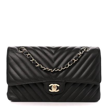 Chanel Lambskin Chevron Quilted Medium Double Flap Black 1 of 11