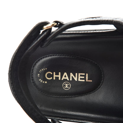 Chanel Grained Calfskin Velcro Dad Sandals 41 Black 8 of 11