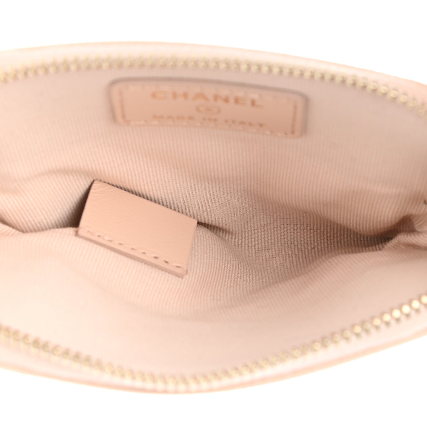 Caviar Quilted Zip Card Holder Wallet Light Beige