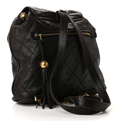 Chanel Lambskin Quilted Tassel Drawstring Backpack Dark Bown 3 of 15