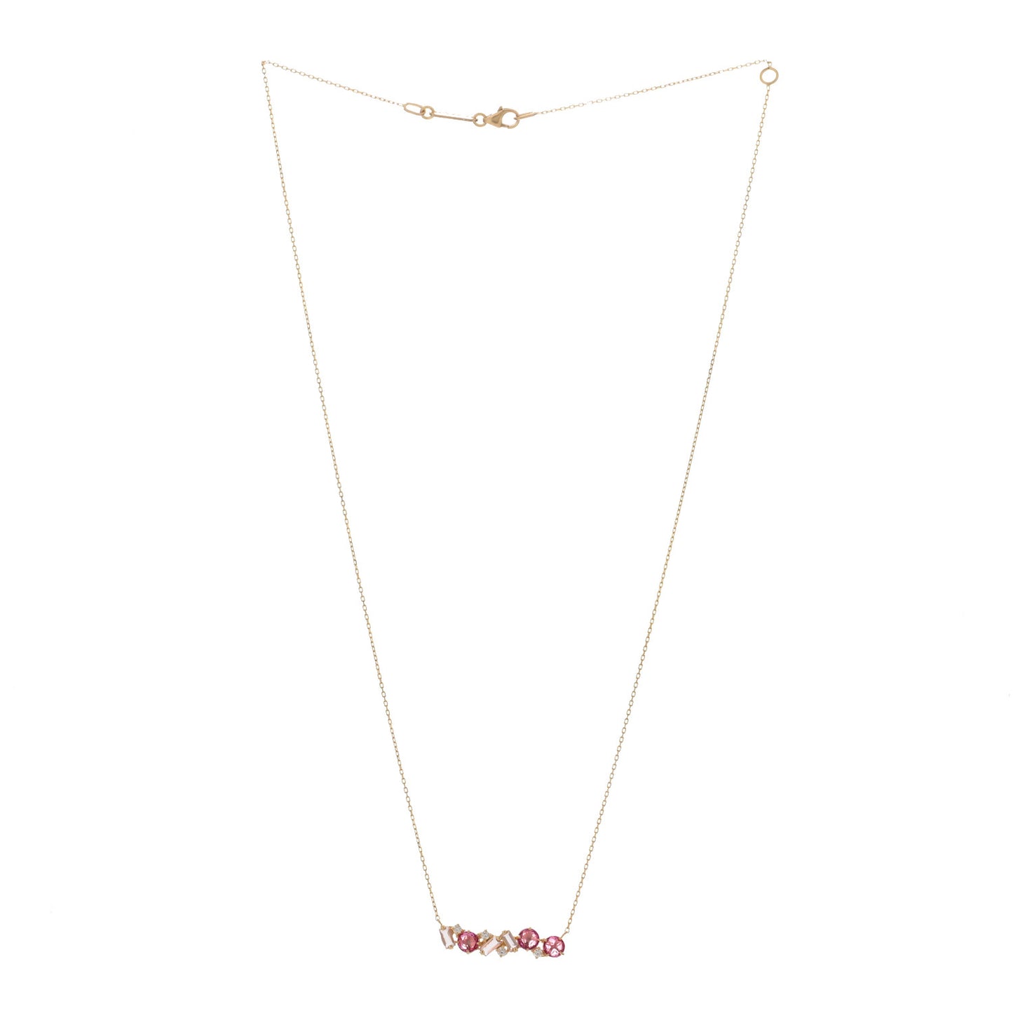 14K Rose Gold Diamond Morganite Pink Topaz Amalfi Blend Pink Ombre Pendant Necklace