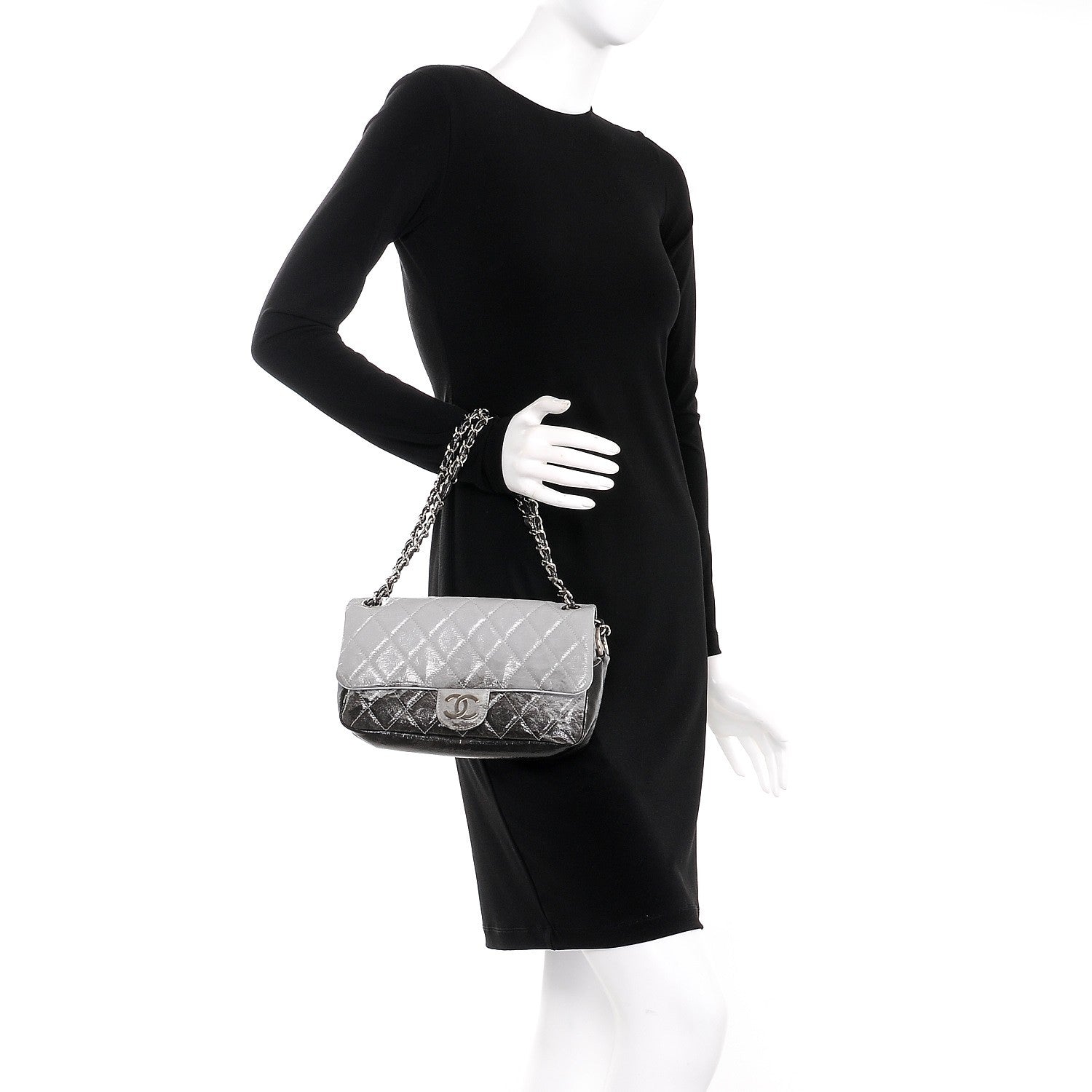 Chanel Vinyl Quilted Small Melrose Degrade Flap Black 3 of 10