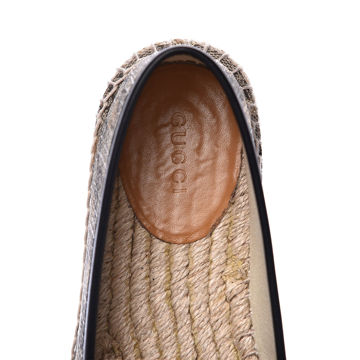 GG Supreme Monogram Bees Espadrille Flats 35.5 Beige Ebony Oro Black