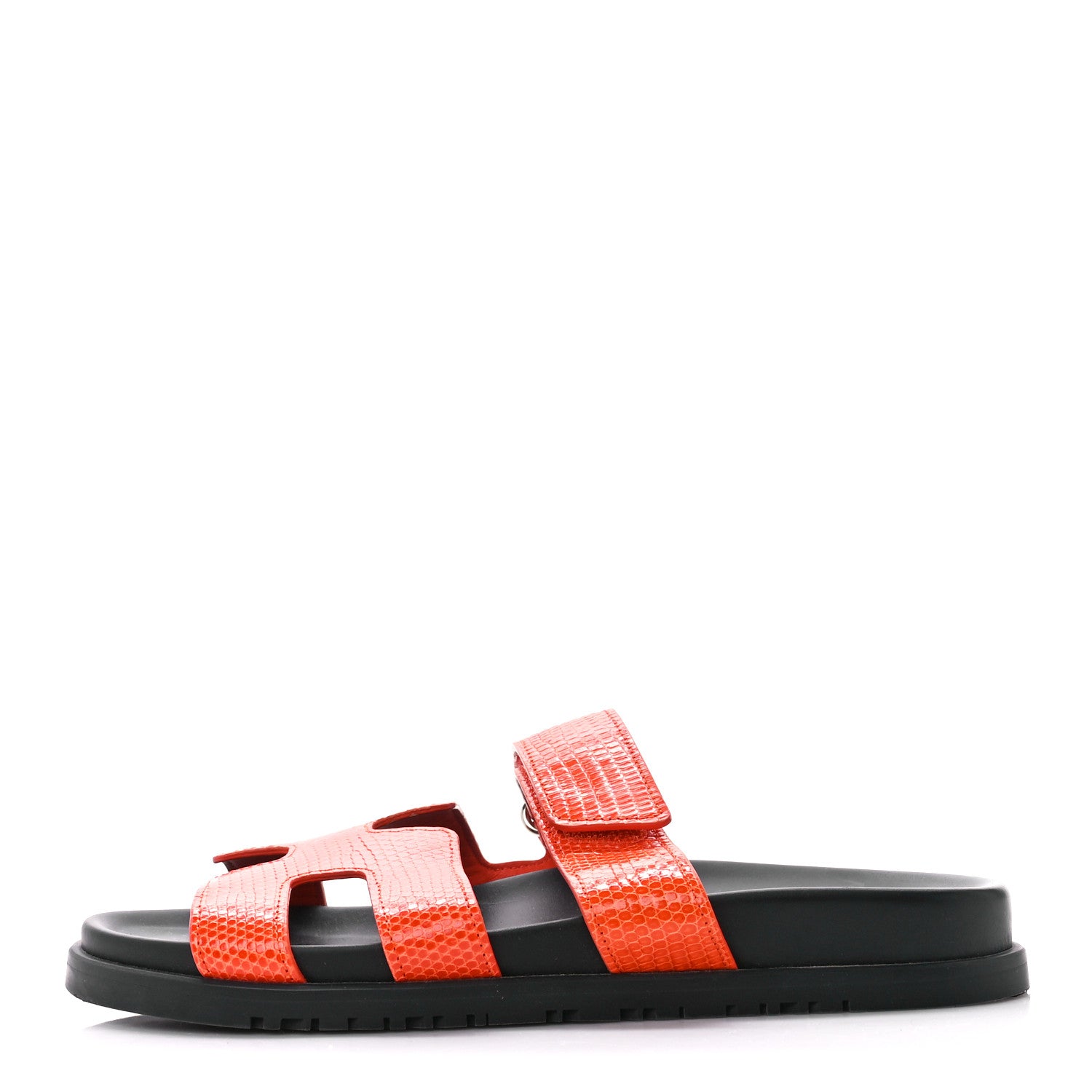 Hermes Lizard Womens Chypre Sandals 38 Orange Synthetique 1 of 8