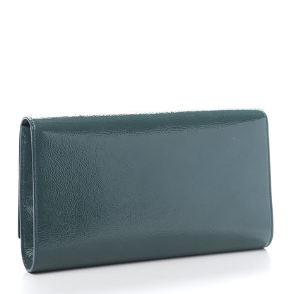 Saint Laurent Textured Patent Monogram Large Belle De Jour Clutch Turquoise 3 of 9