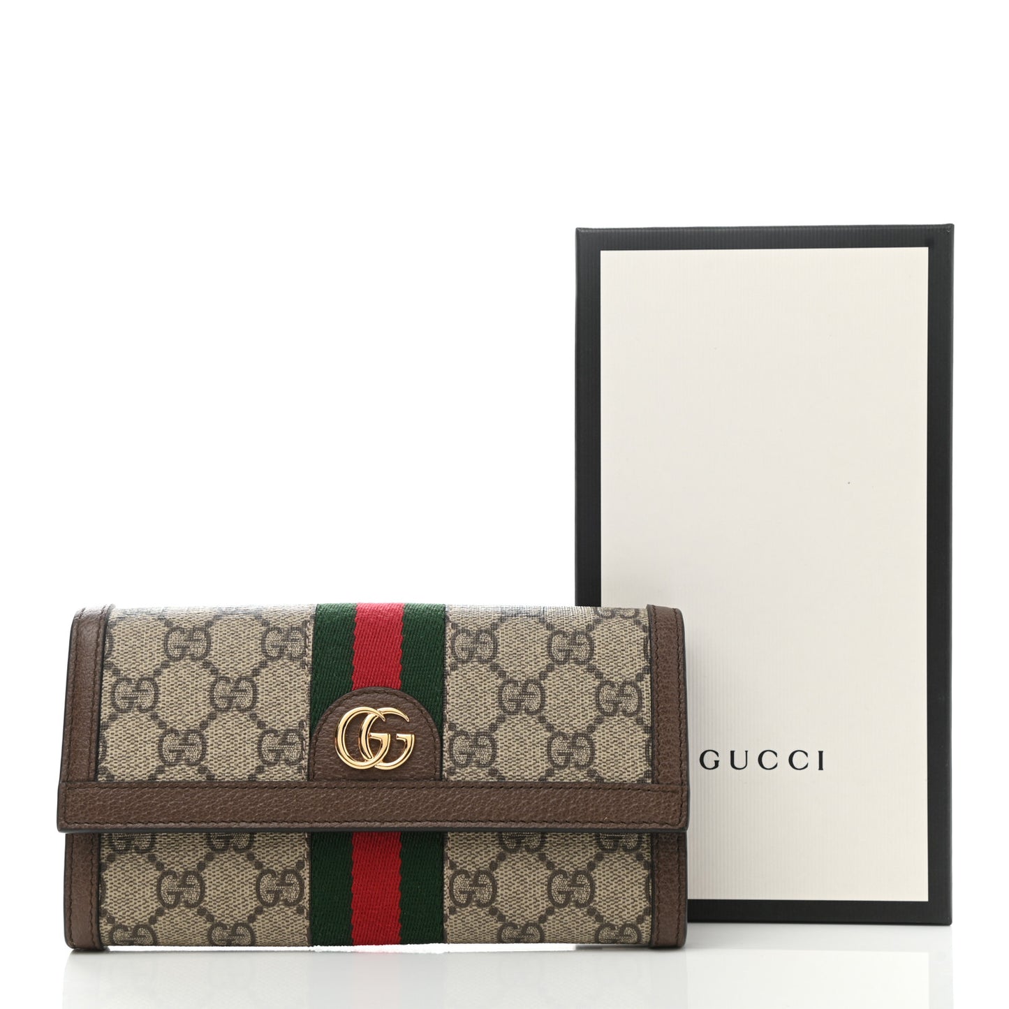 GG Supreme Monogram Web Ophidia Continental Wallet Brown