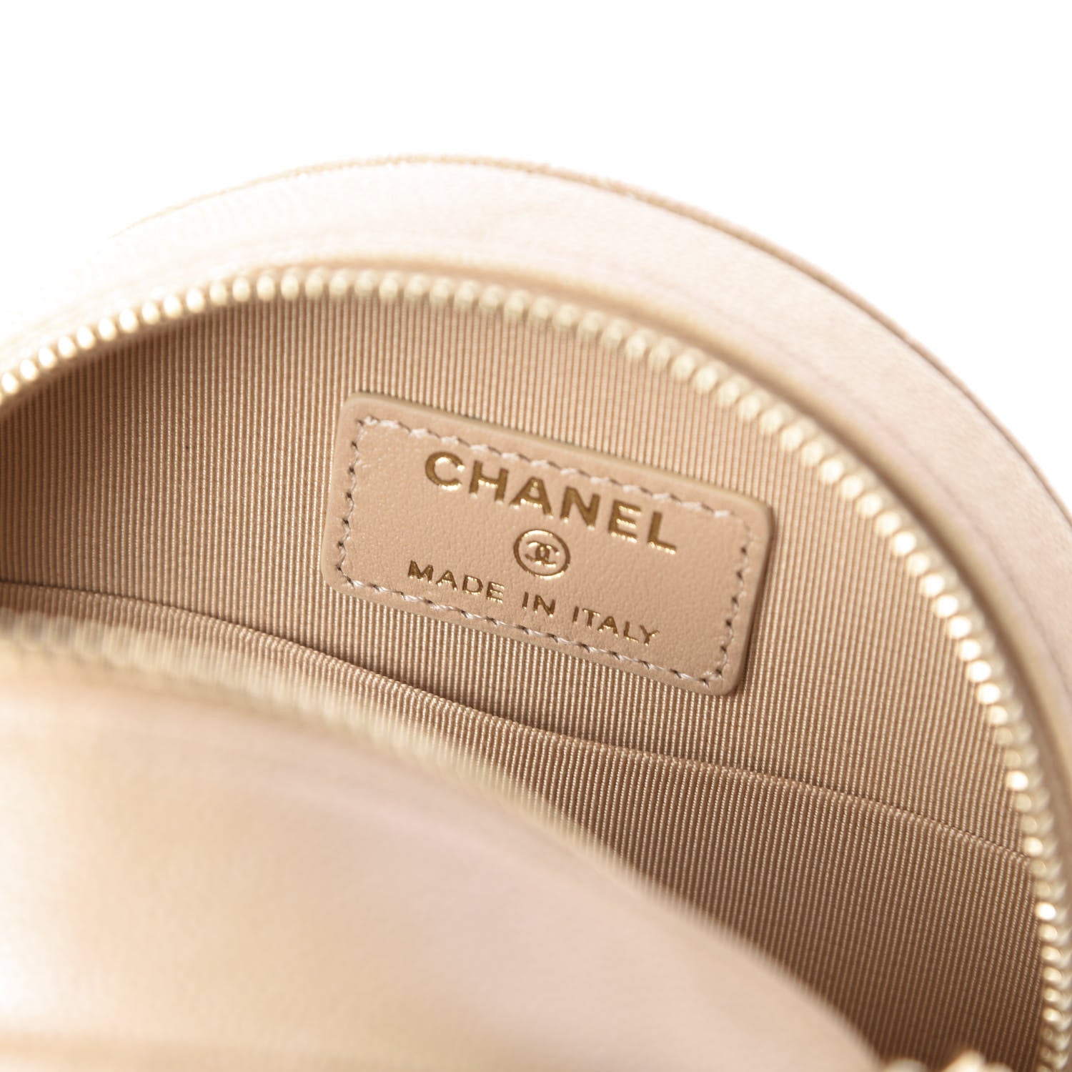 Chanel Iridescent Caviar Quilted Round Clutch With Chain Beige 8 of 11