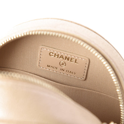 Chanel Iridescent Caviar Quilted Round Clutch With Chain Beige 8 of 11