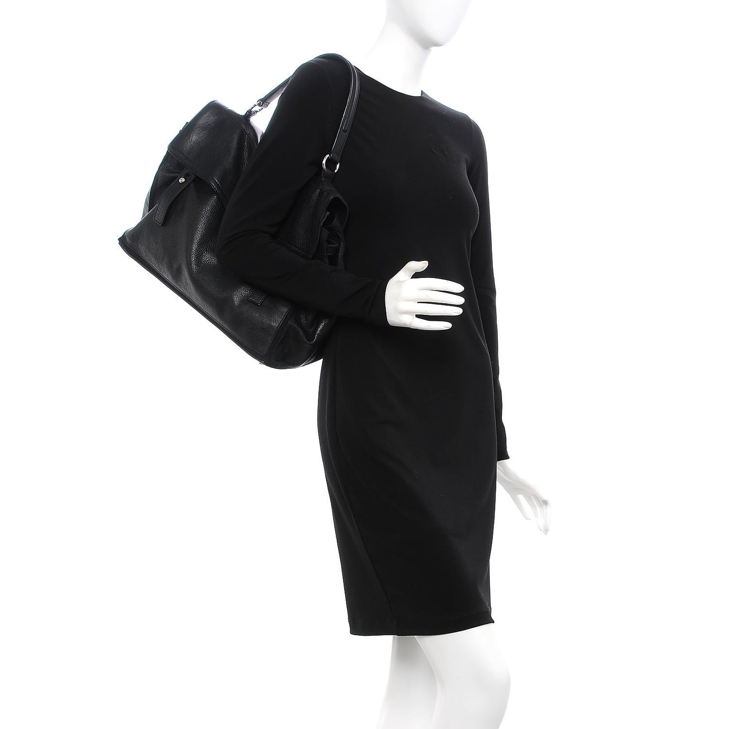 Calfskin Canvas Large Muse Two Black