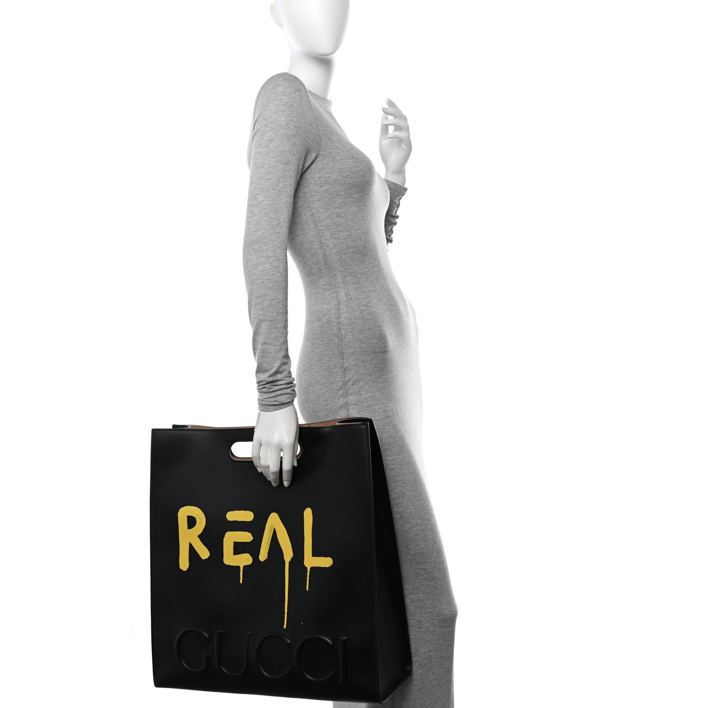 Calfskin GucciGhost Real Large XL Tote Black Yellow