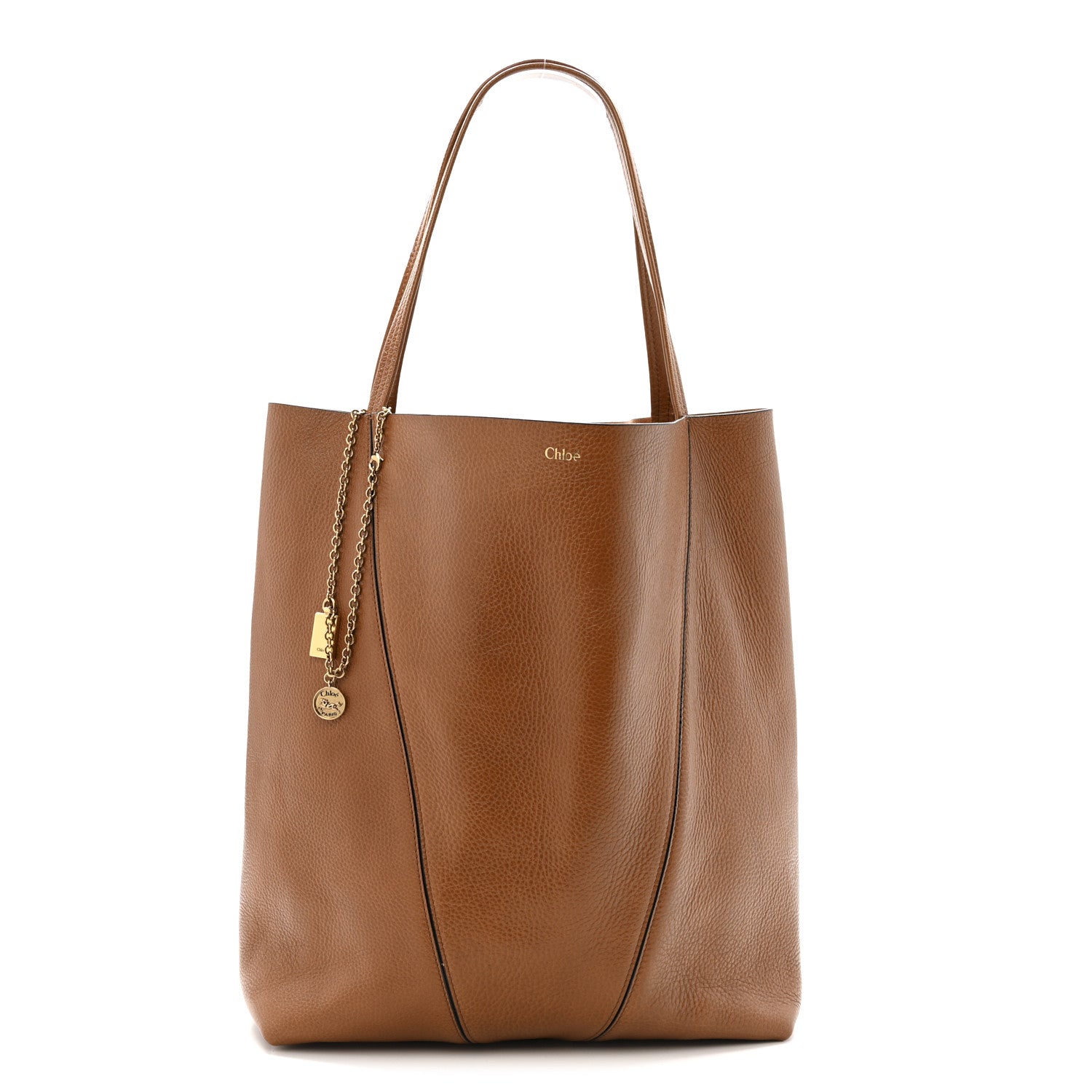 Chloe Grained Calfskin Large Spin Tote Clay Brown 1 of 15