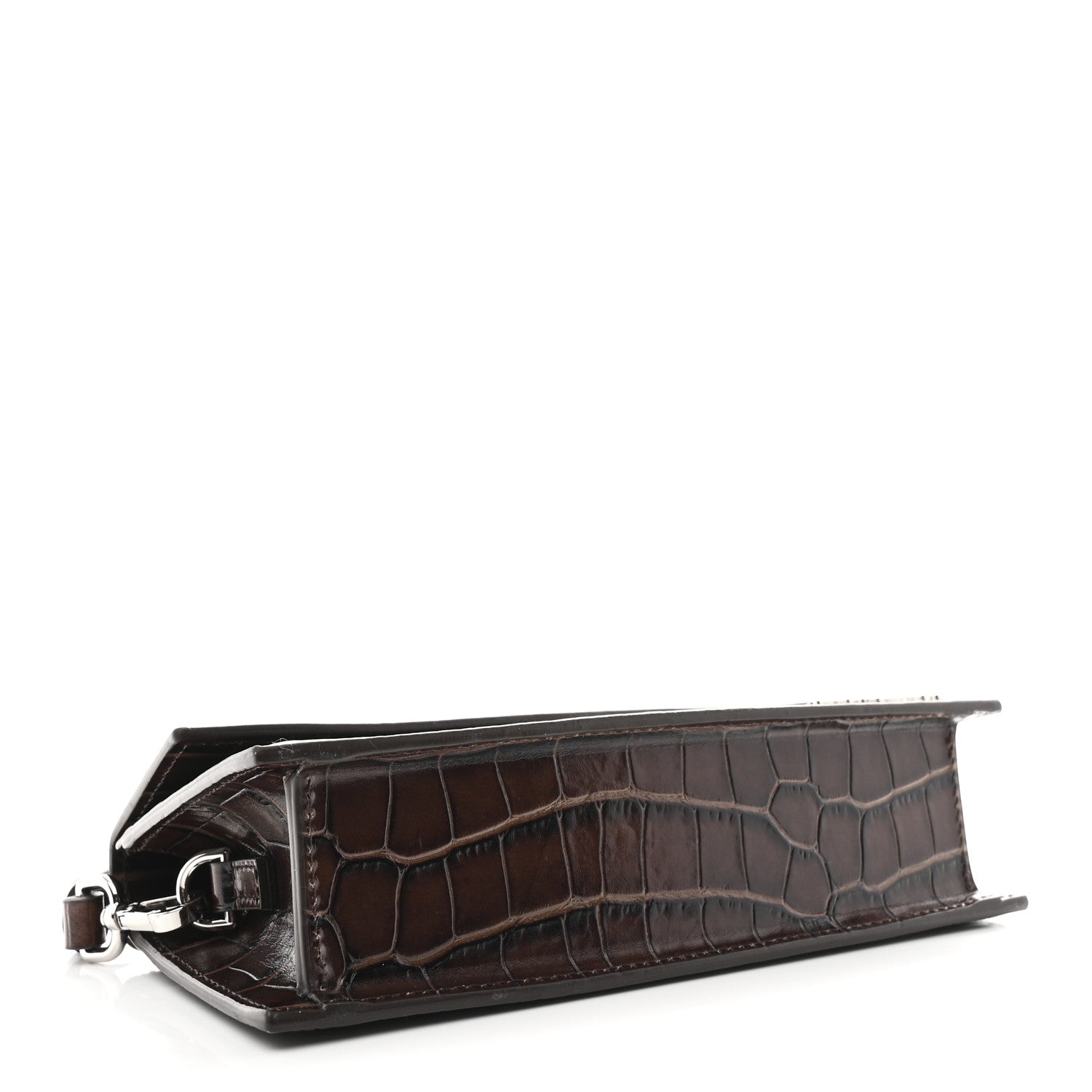 Jacquemus Calfskin Crocodile Embossed Le Chiquito Long Dark Brown 4 of 9