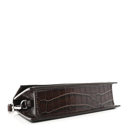 Jacquemus Calfskin Crocodile Embossed Le Chiquito Long Dark Brown 4 of 9