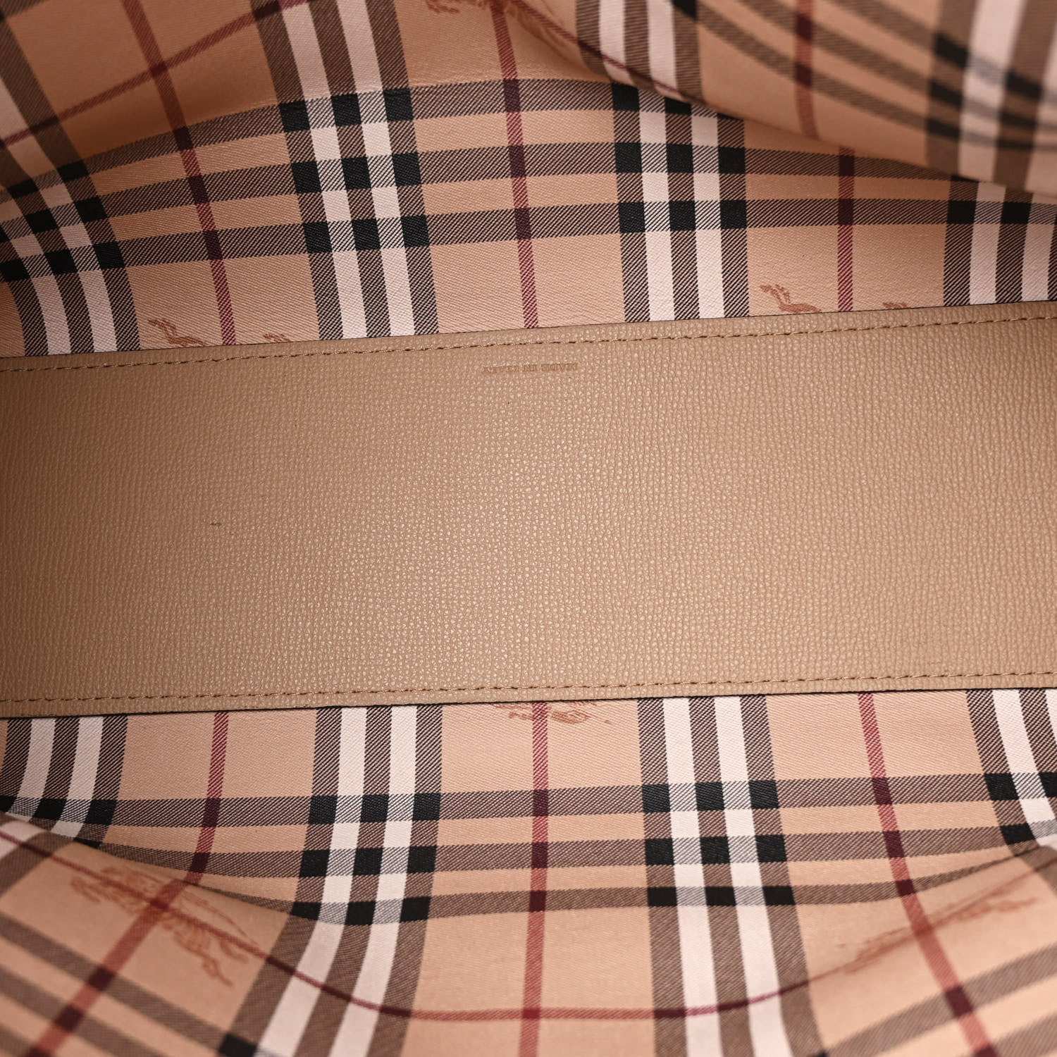 Burberry Grainy Calfskin Haymarket Check Medium Reversible Tote Camel 5 of 11