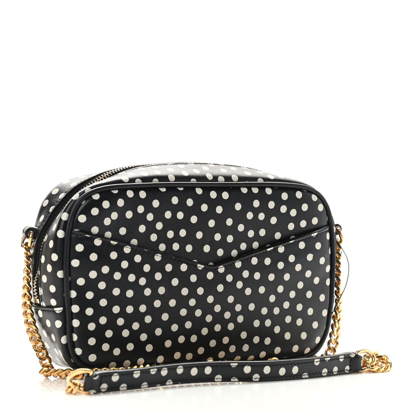 Calfskin Printed Polka Dot Mini Lou Camera Bag Black Crema Soft