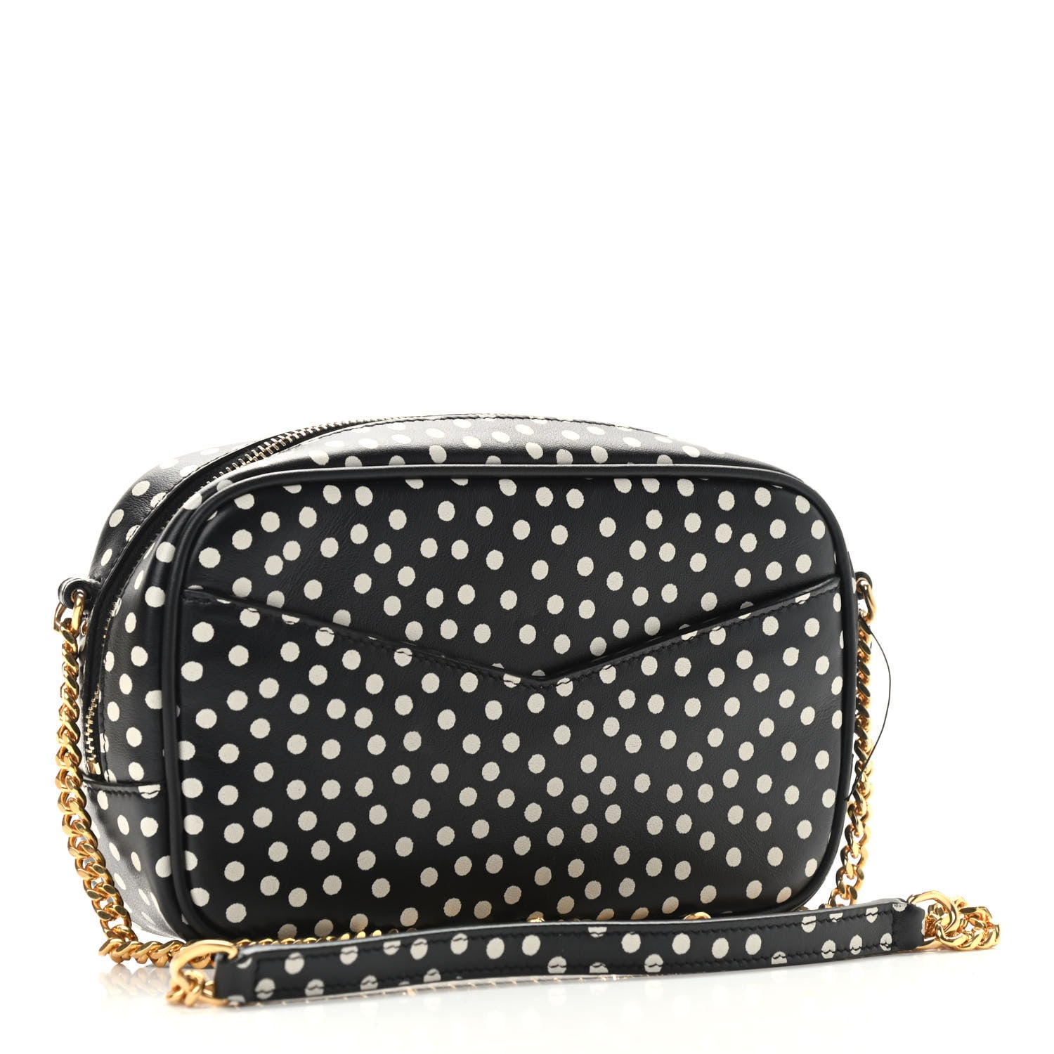 Saint Laurent Calfskin Printed Polka Dot Mini Lou Camera Bag Black Crema Soft 3 of 9