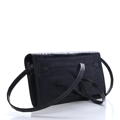 Hermes Matte Alligator Kelly Wallet To Go Bleu Indigo 2 of 8