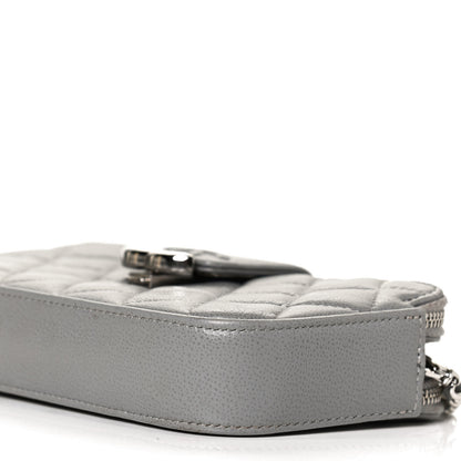Chanel Grained Calfskin Quilted CC Box Clutch With Chain Grey 9 of 12