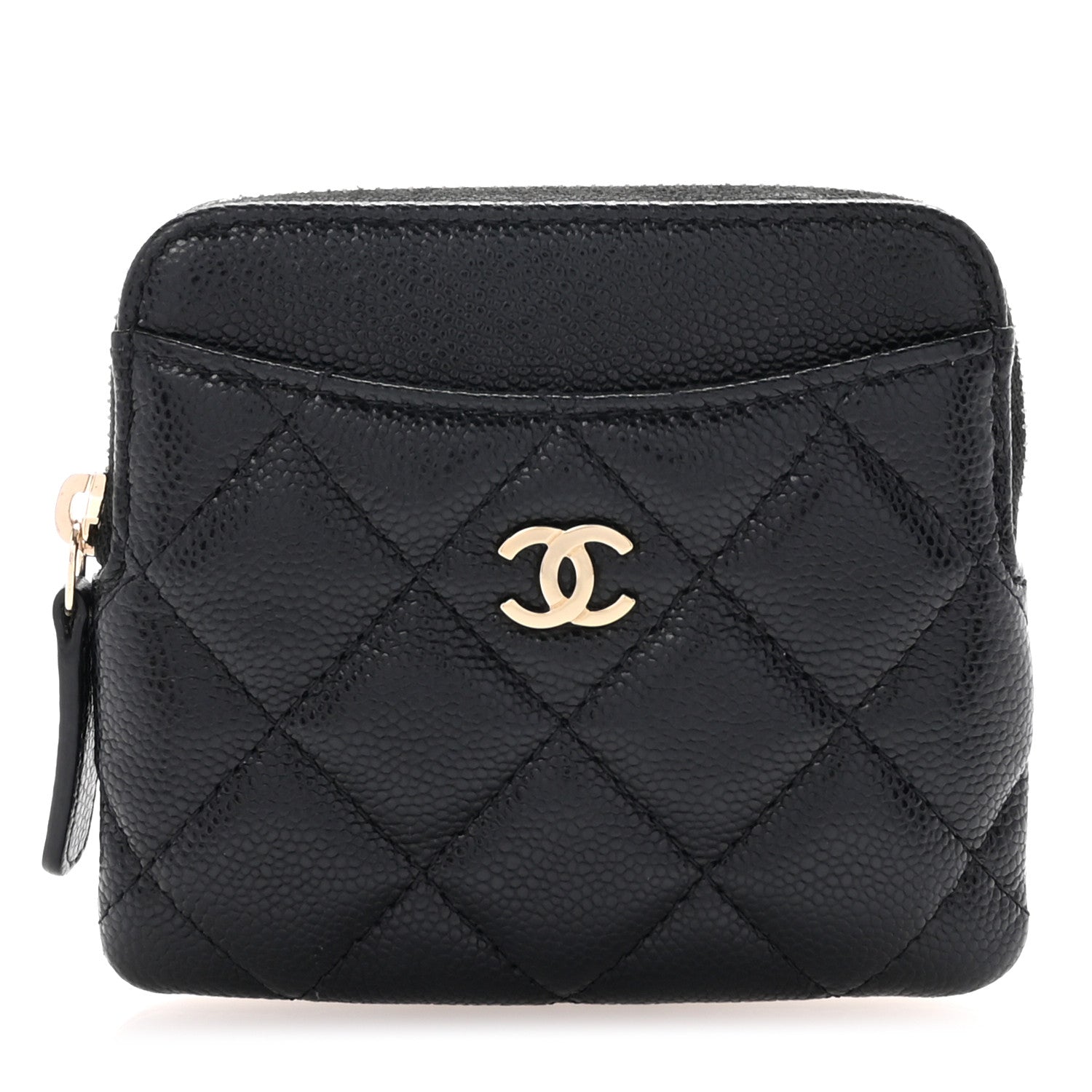 Chanel Caviar Quilted Zip Card Holder Wallet Black 1 of 8