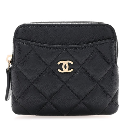 Chanel Caviar Quilted Zip Card Holder Wallet Black 1 of 8