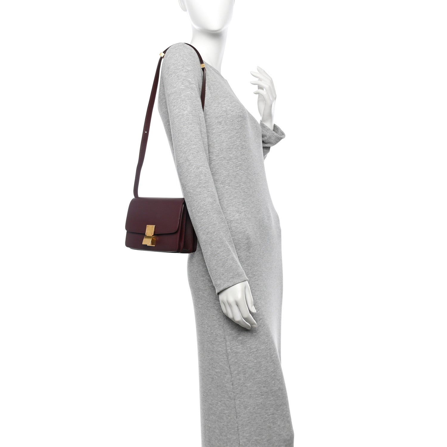 Celine Box Calfskin Small Classic Box Flap Bag Burgundy 2 of 11