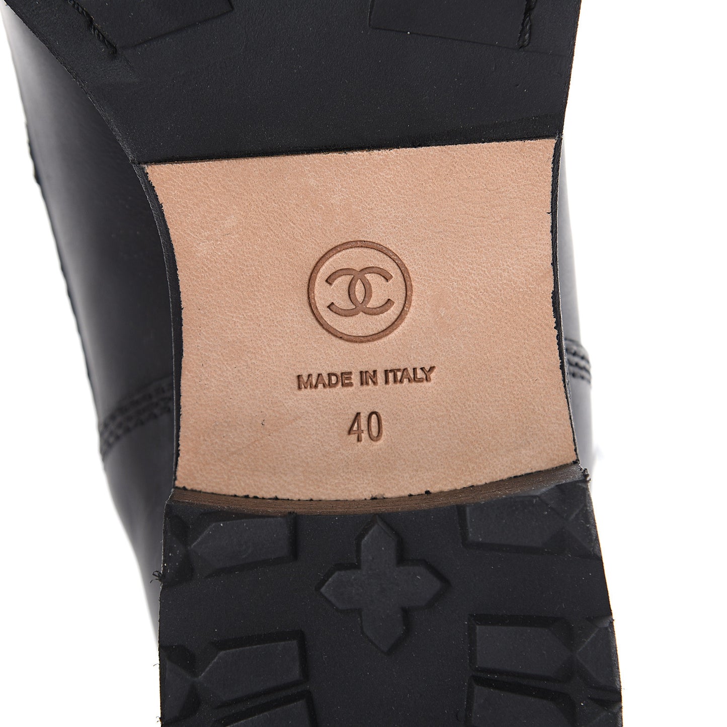Calfskin Quilted CC Tall Lace Up Combat Boots 40 Black