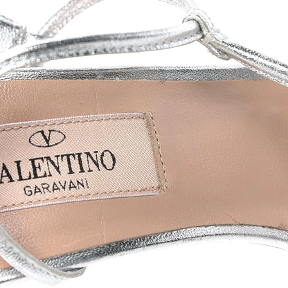 Valentino Garavani Metallic Nappa Rockstud Ankle T-Strap 105mm Sandals 36 Silver 6 of 6