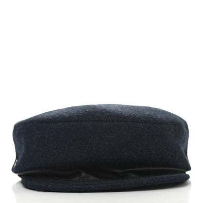Hermes Wool Calfskin Dani Cap 57 Marine Black 2 of 4