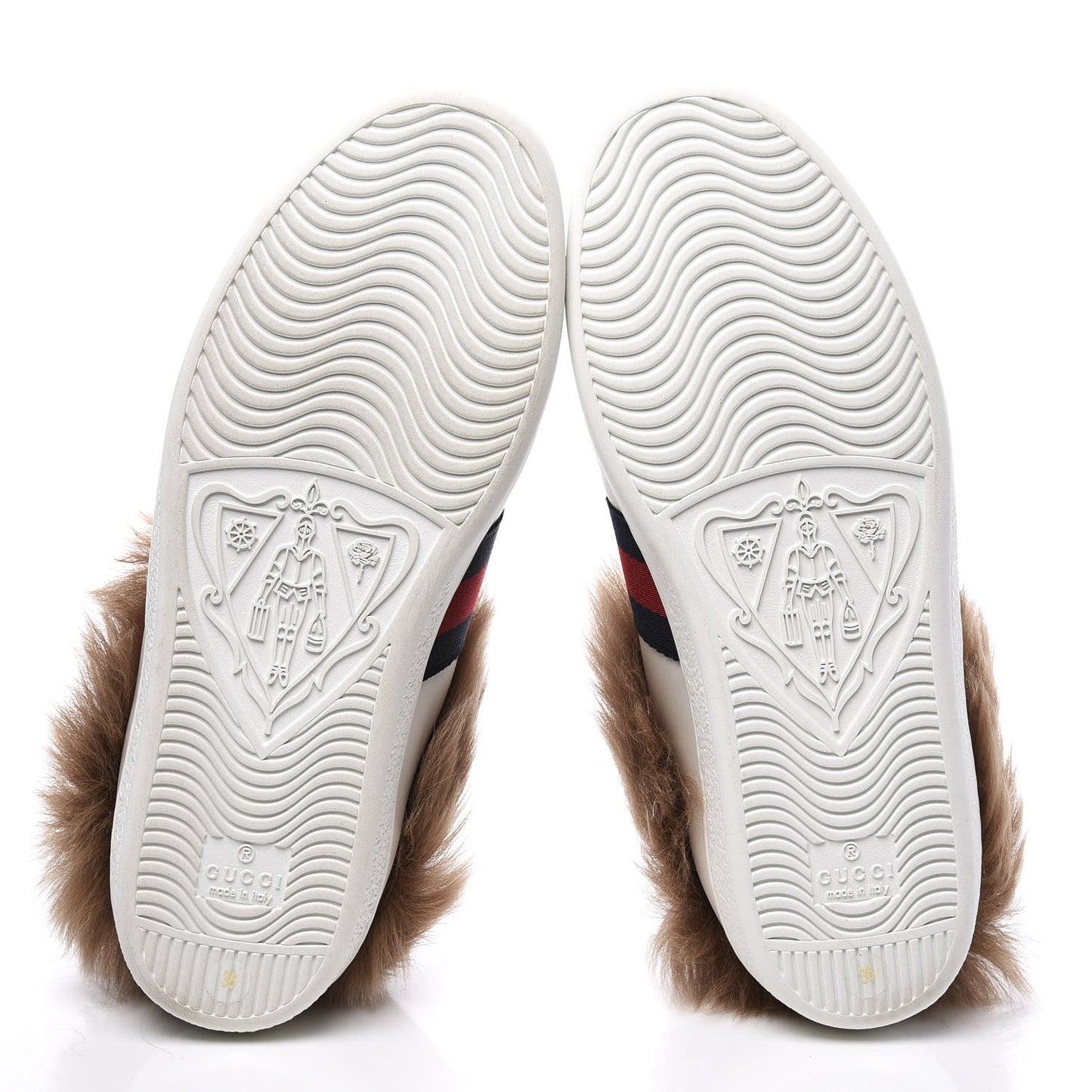 Calfskin Wool Web Bee Embroidered Womens Ace Sneakers 36 White