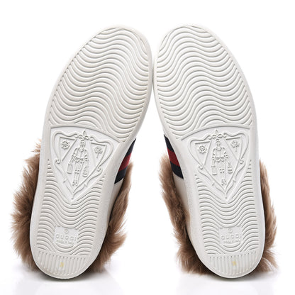 Gucci Calfskin Wool Web Bee Embroidered Womens Ace Sneakers 36 White 6 of 10