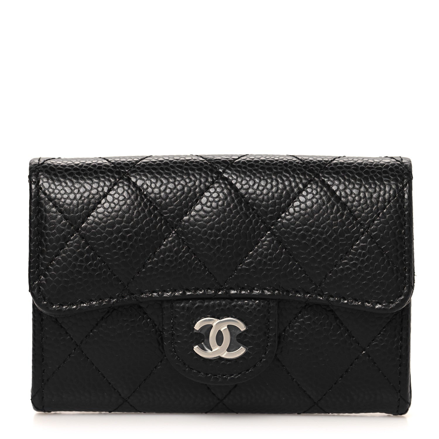 Chanel Caviar Quilted Flap Card Holder Wallet Black 1 of 9