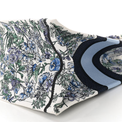 Christian Dior Canvas Embroidered Medium Flowers Book Tote Blue 10 of 10