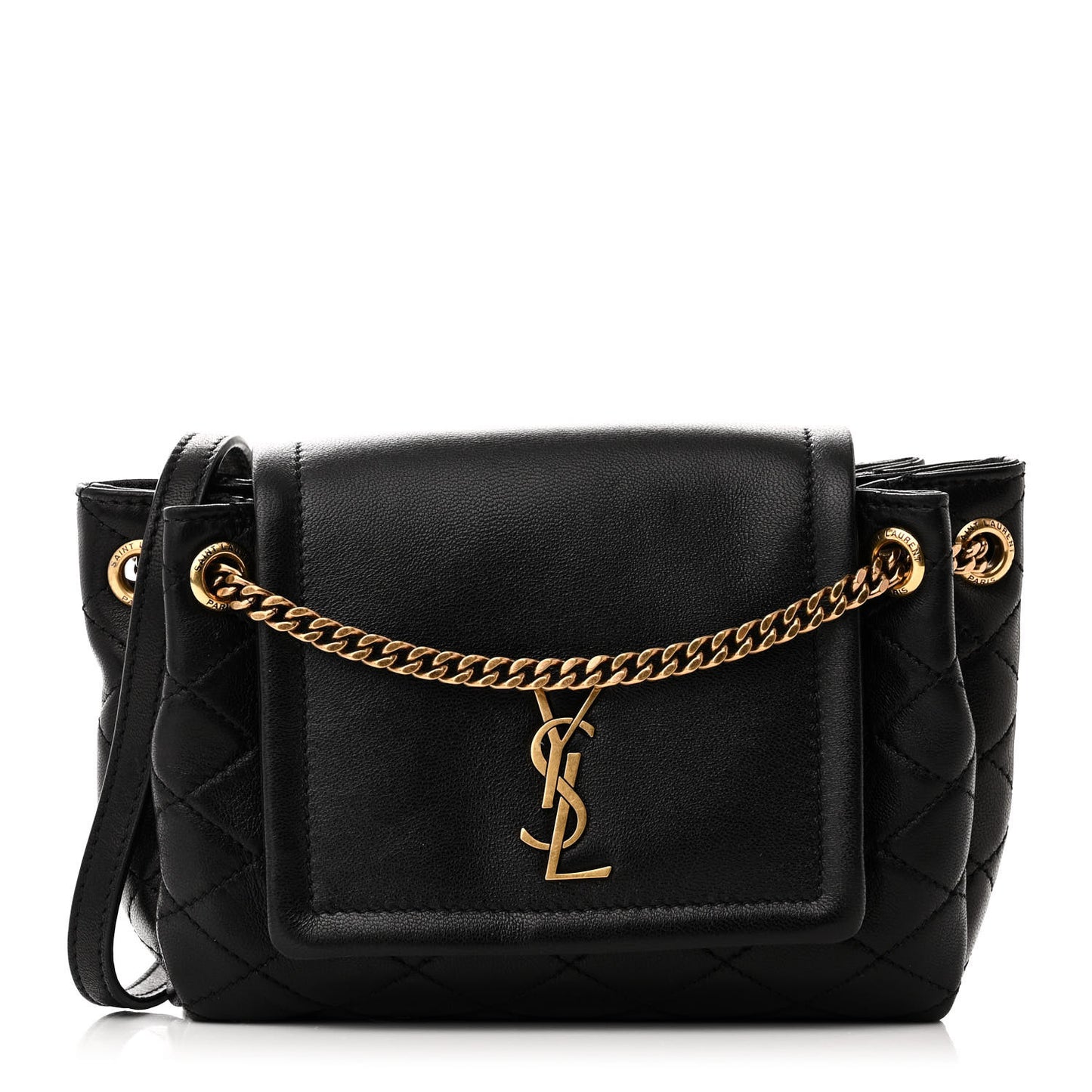 Lambskin Quilted Monogram Mini Nolita Black