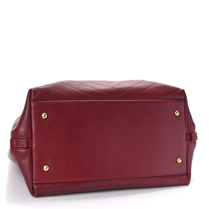 Chanel Calfskin Elaphe Stitched Large Chevron Chic Shopping Bag Red 4 of 11