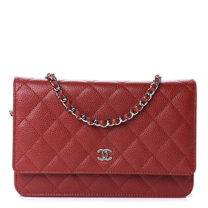 Chanel Caviar Quilted Wallet on Chain WOC Red 1 of 13