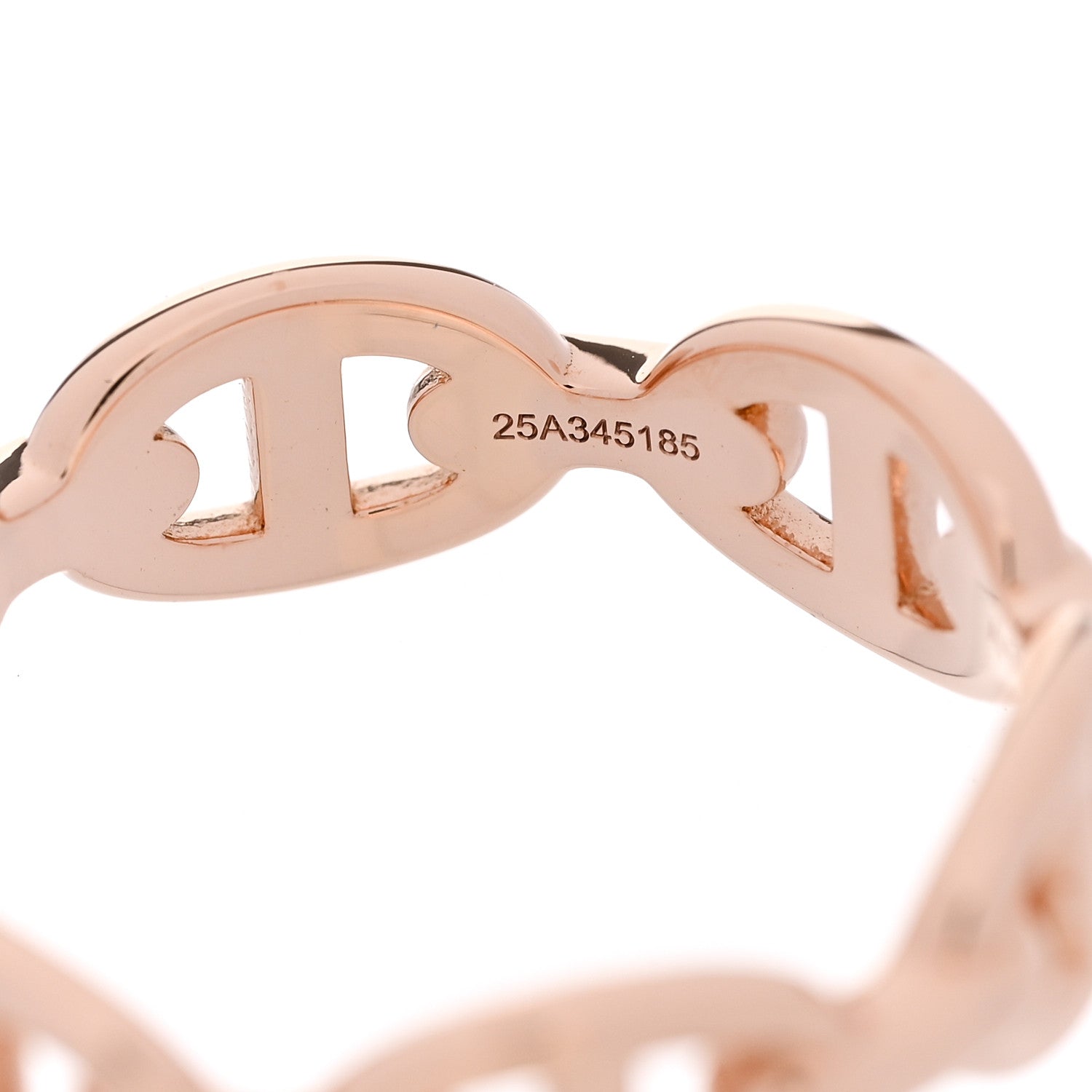 Hermes 18K Rose Gold PM Chaine d'Ancre Enchainee Ring 53 6.5 5 of 8