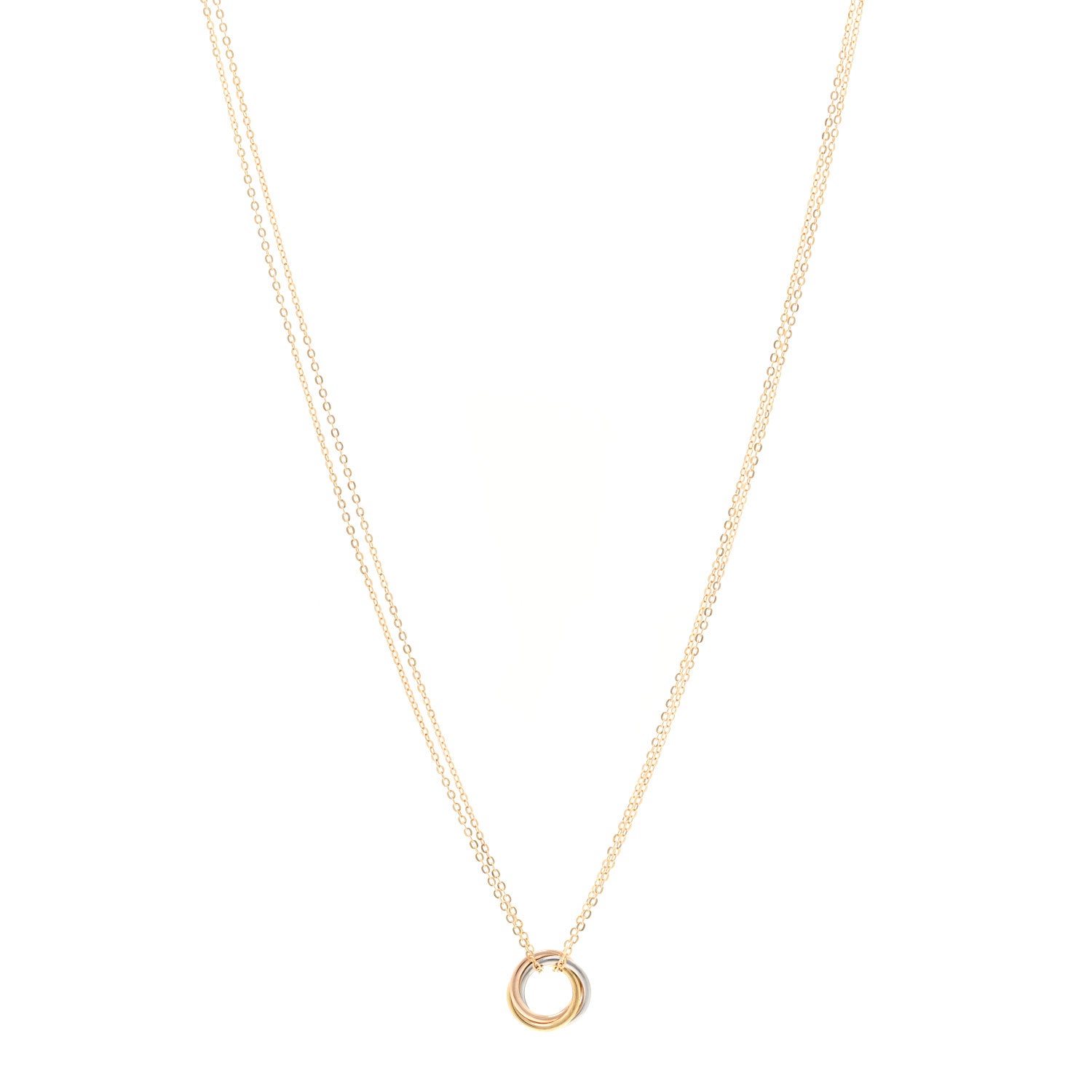 Cartier 18K Pink Yellow White Gold Trinity Double Chain Pendant Necklace 1 of 5