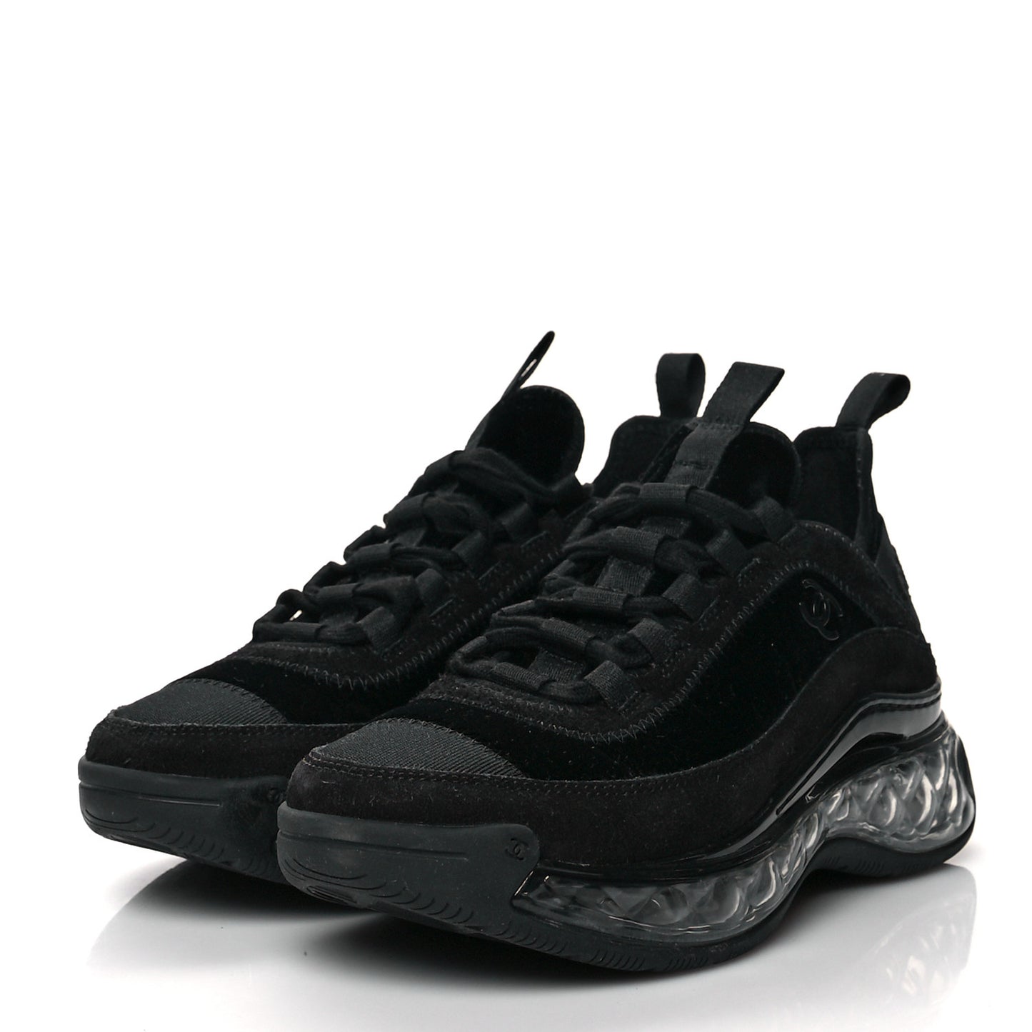 Suede Calfskin Velvet Grosgrain CC Sneakers 36 Black