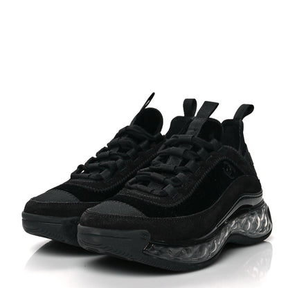 Chanel Suede Calfskin Velvet Grosgrain CC Sneakers 36 Black 3 of 8