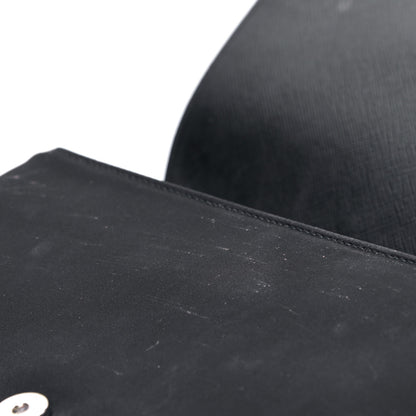 Prada Saffiano Tessuto Nylon Chain Shoulder Bag Black 7 of 7