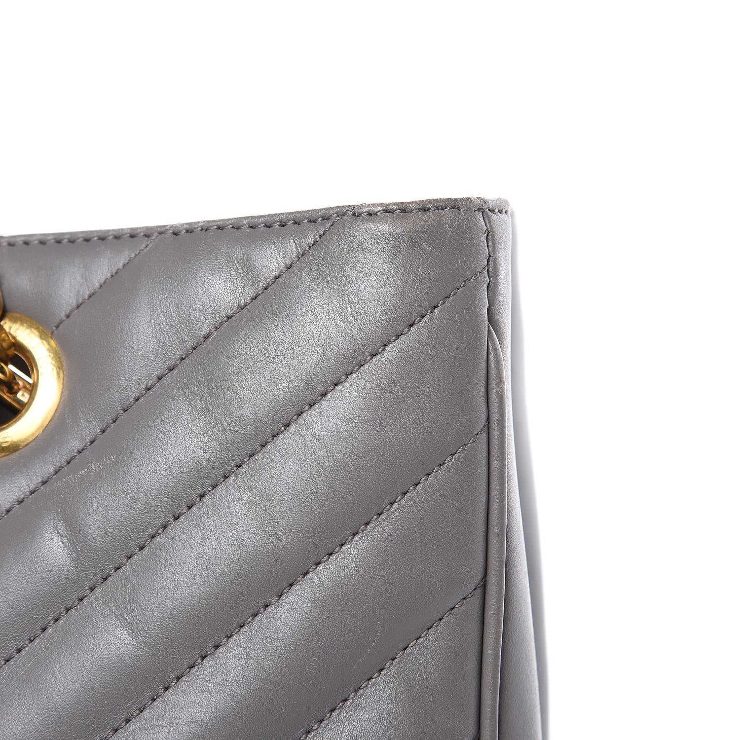 Saint Laurent Smooth Calfskin Matelasse Chevron Large Monogram Shopping Bag Grey 17 of 18