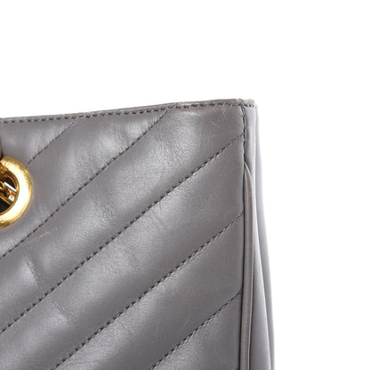Saint Laurent Smooth Calfskin Matelasse Chevron Large Monogram Shopping Bag Grey 17 of 18