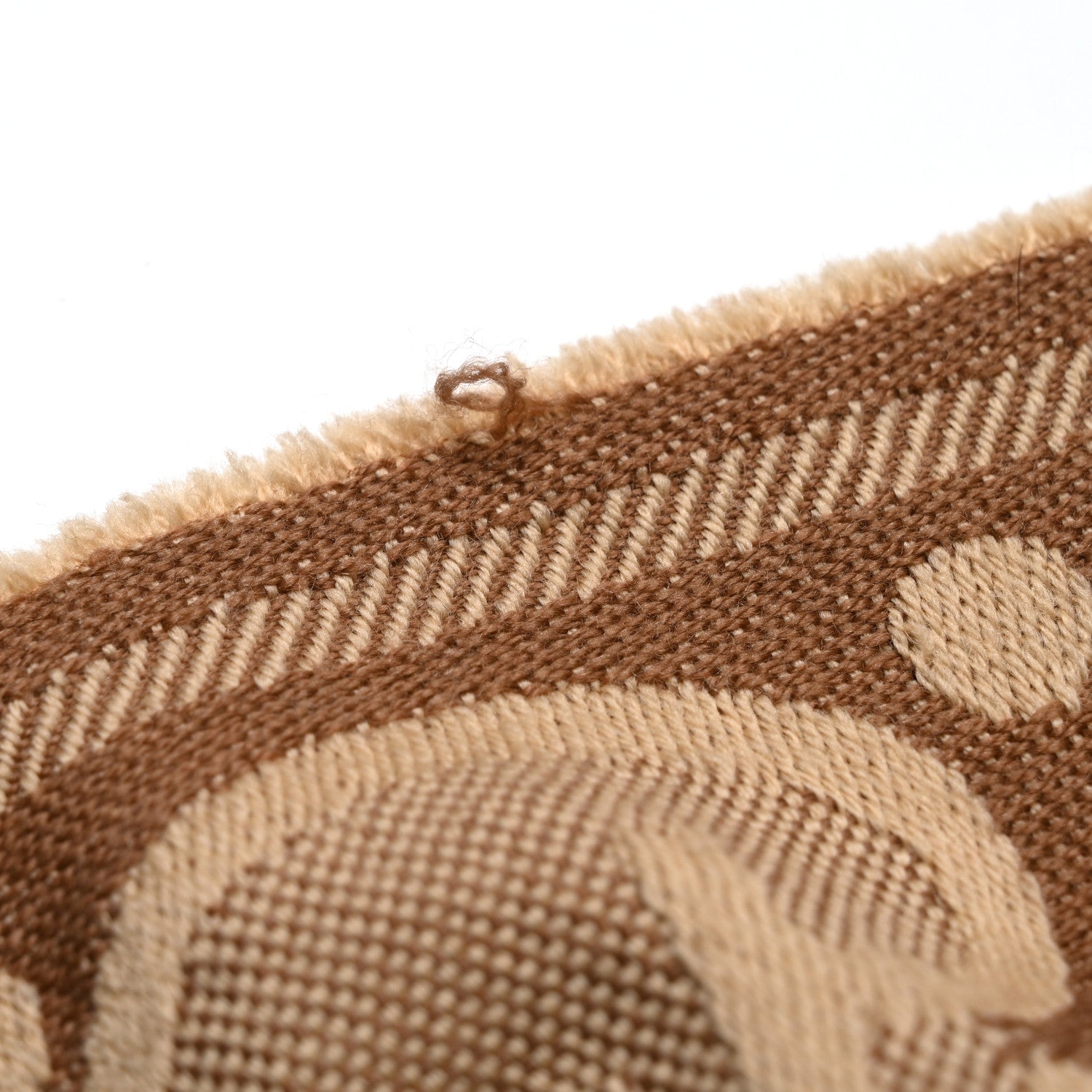 Gucci Wool Jacquard Monogram Jumbo GG Lady Nest Scarf Beige Dark Brown 5 of 9